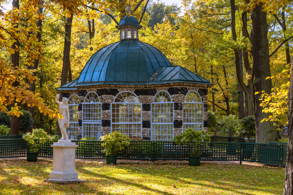 Aviary in Peterhof Lower Park, St. Petersburg, Russia