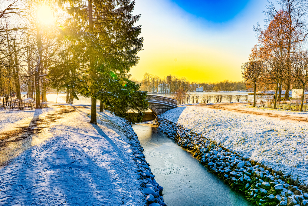 Bridge over the Fish Channel in Catherine Park, Tsarskoye Selo (Pushkin). Saint Petersburg.