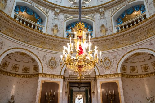 Chandelier in Italian hall of Pavlovsk Palace - Saint Petersburg, Russia, May 2022