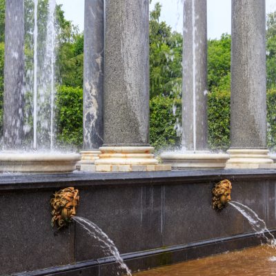 Fountain Lion's cascade in Lower park of Peterhof in St. Petersb