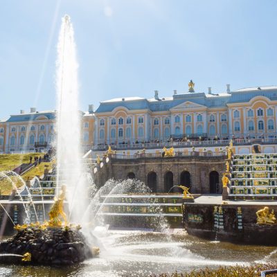 The Grand Cascade and Samson Fountain at Peterhof Royal Palace .