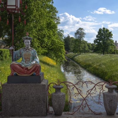 View of the Large Chinese Bridge in Alexander Park in Tsarskoye