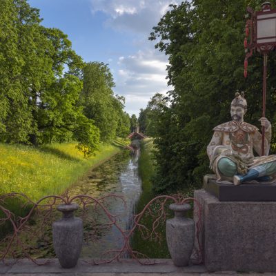 View of the Large Chinese Bridge in Alexander Park in Tsarskoye