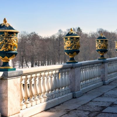 Palace and park complex Peterhof. Early spring