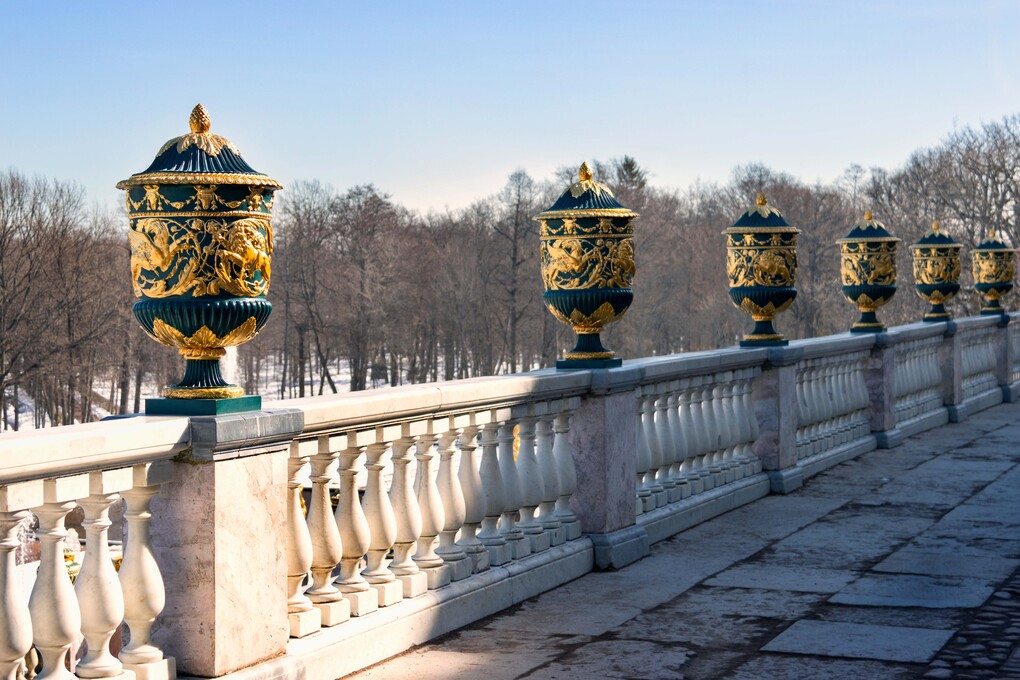 Palace and park complex Peterhof. Early spring