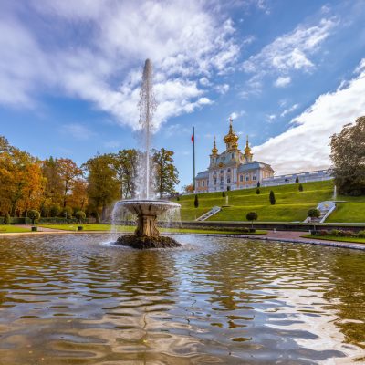 Park and Church Pavilion Museum in Peterhof, Saint Perersburg, Russia