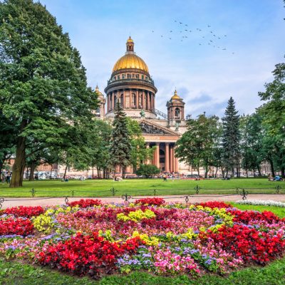St. Isaac's Cathedral in St. Petersburg on a summer evening