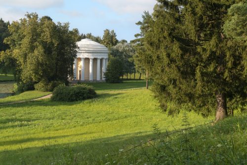 View of the Temple of Friendship on the bank of the Slavyanka Ri