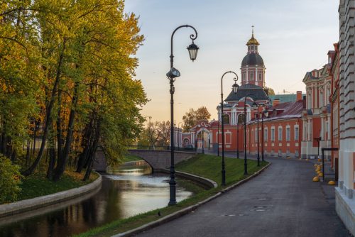 Holy Trinity Alexander Nevsky Lavra on Nevsky Prospekt and the b