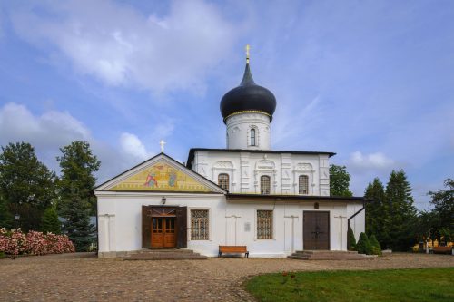 St. George the Victorious Church - the parish church of the Dostoevsky family on a sunny summer day, Staraya Russa, Novgorod Region, Russia