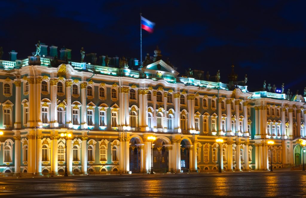 Winter Palace in Saint Petersburg in night