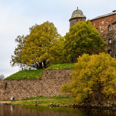 fortress wall. Vyborg Castle. Sightseeing of Russia. Vyborg castle - medieval castle in Vyborg town