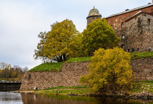 fortress wall. Vyborg Castle. Sightseeing of Russia. Vyborg castle - medieval castle in Vyborg town