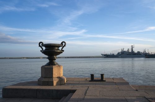 Kronstadt,  St. Petersburg, Russia, 08.13.2022: View of the Gulf