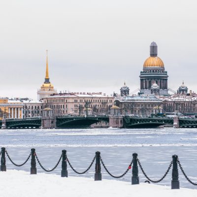 Hermitage, St. Isaac's Cathedral, the Admiralty Saint Petersburg in the winter.