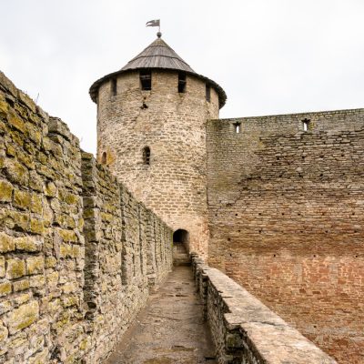 Ivangorod fortress. Old fortress walls. Historical sites. old fortress walls. Tower towers and old walls