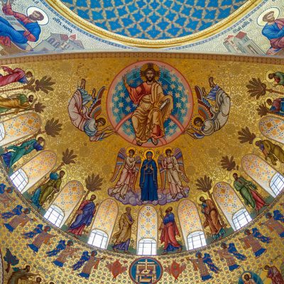 painted dome of Naval cathedral in Kronshtadt