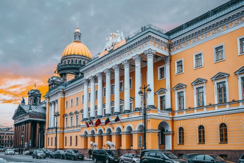 Admiralty building near Senate Square. Saint Petersburg.