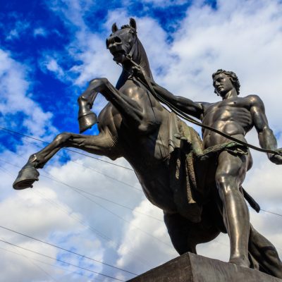 The Horse Tamers sculpture on Anichkov bridge in St. Petersburg,