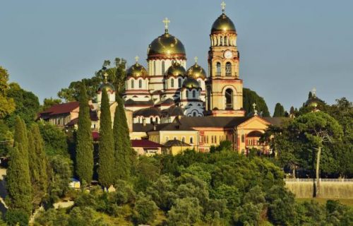 Orthodox monastery among the beautiful nature in New Athos, Abkhazia.