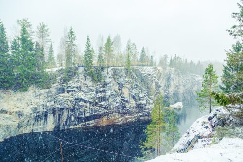 Abandoned marble canyon in Karelia, Ruskeala.