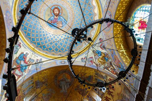 Interior of the orthodox naval cathedral of St. Nicholas in Kron