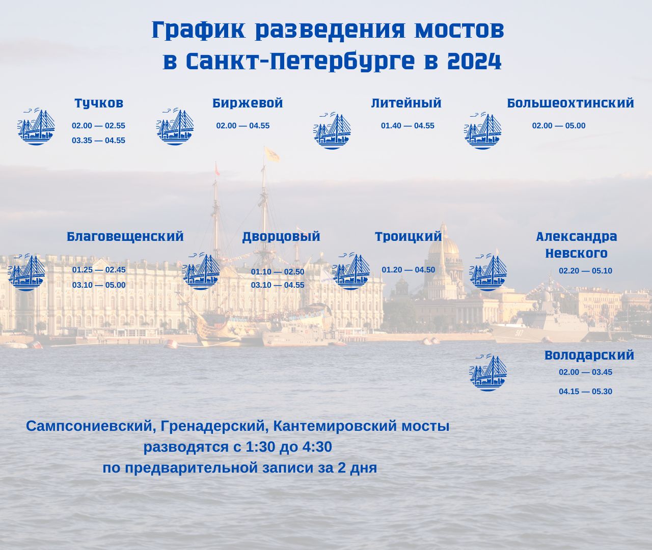 Когда в питере разводят мосты 2024 апреле