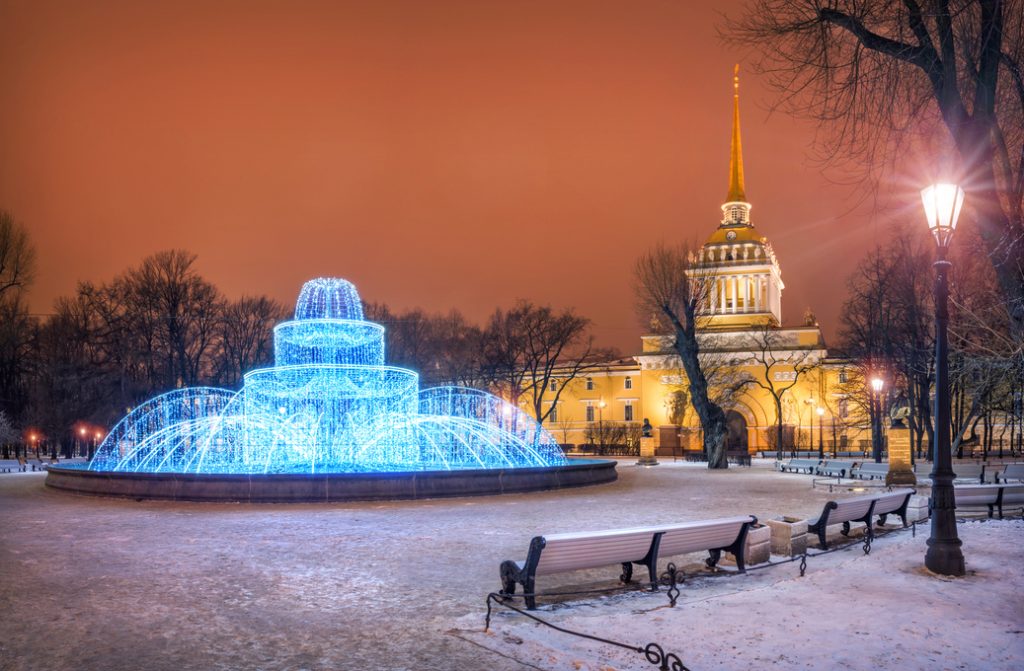 New Year's Fountain at the Admiralty  in St. Petersburg