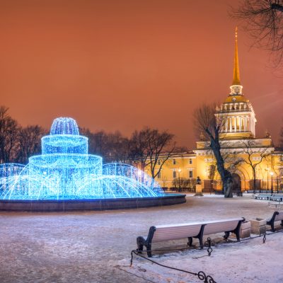 New Year's Fountain at the Admiralty  in St. Petersburg