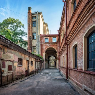 courtyard on the embankment of the Moika River  in St. Petersbur