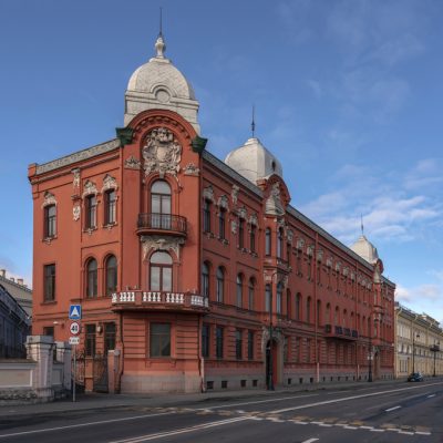 View of an apartment house in the art nouveau style of the early