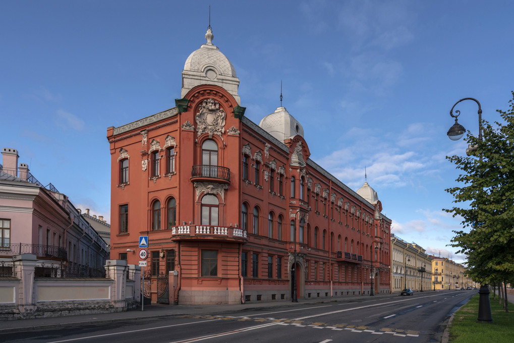 View of an apartment house in the art nouveau style of the early