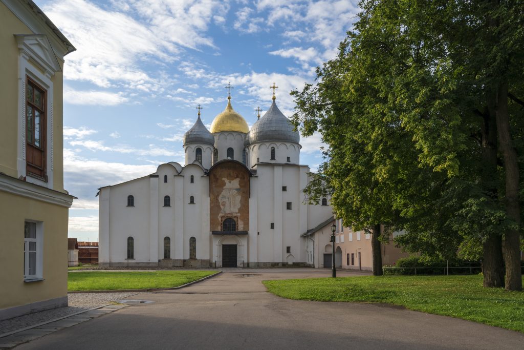 View of St. Sophia Cathedral of the Novgorod Kremlin on a summer
