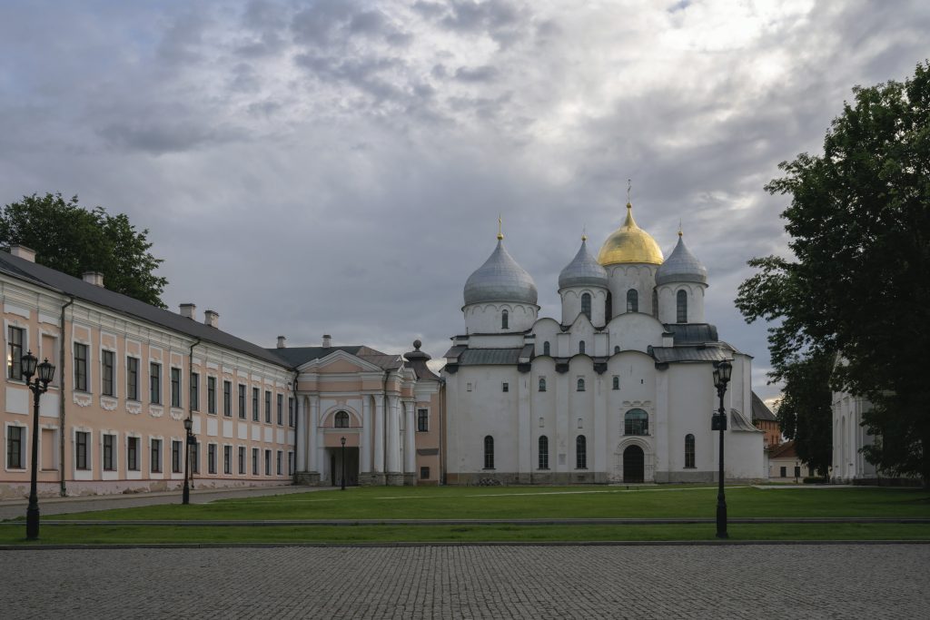 View of St. Sophia Cathedral of the Novgorod Kremlin on a summer