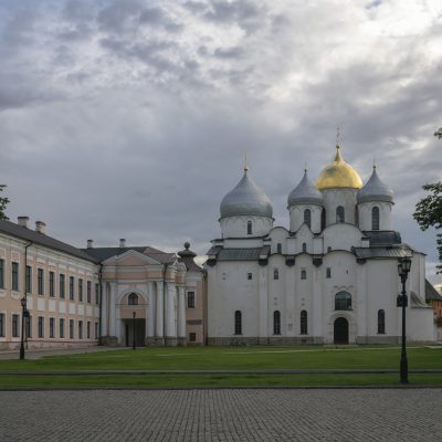 View of St. Sophia Cathedral of the Novgorod Kremlin on a summer